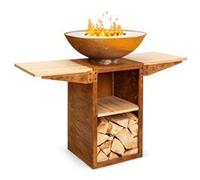 Braséro Savage 2.0 Tall avec barbecue et tables d'appoint en bambou Protection contre les intempéries