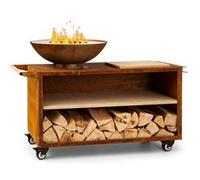 Braséro Savage 2.0 Wide avec planche à découper en bambou et protection contre les intempéries