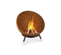 Braséro de jardin - blumfeldt Fireball Rust Bois - Foyer de terrasse - Ø66cm - Barbecue inclinable - Charbon ou bois - Acier effet rouille Cuivre G