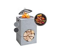 Braséro de jardin - Monolith - Foyer de terrasse - Barbecue - Pare-étincelle - Charbon ou bois - Pierre artificielle blanche