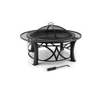 Braséro de jardin - Ronda - Foyer de terrasse - Pare-étincelles - Barbecue Ø60cm - Tisonnier - Charbon ou bois - Métal bruni