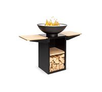 Braséro Savage 2.0 Tall avec barbecue et tables d'appoint en bambou Protection contre les intempéries
