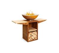 Braséro Savage 2.0 Tall avec barbecue et tables d'appoint en bambou Protection contre les intempéries