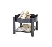 Brasero de jardin SOLAFA 70 cm avec range bois carré en acier