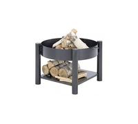 Brasero de jardin SOLAFA 80 cm avec range bois carré en acier