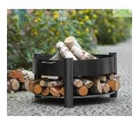 Brasero de jardin SOLAFA avec range bois en acier noir Ø: 60 cm