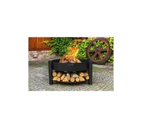Brasero de jardin SOLAFA avec range bois en acier-Sans couvercle-Ø 80cm--