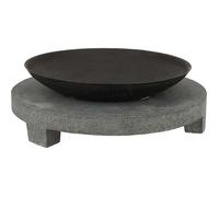 Brasero de jardin sur table - ESSCHERT DESIGN - Granito et fonte - Ø60 x h23 cm - Manuel - Bois