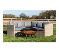 Braséro de Jardin à Bois Chauffage extérieur Acier Foyer Rond 89 cm Couvercle de Protection tisonnier cuivré Teamson Home FP35