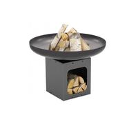 Brasero de jardin TONO en acier avec range bois-Sans couvercle-Ø 70cm-Acier noir sablé-60 --60 --60 -Acier noir sablé Farm Cook