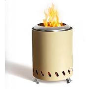 Brasero de Table Portable, avec 4 Fourchettes Télescopiques, Mini Brasero Extérieur INOX sans Fumée, Fonctionne aux Granulés ou au Bois, Idéal pour Camping en Plein Air(Khaki)