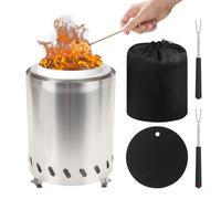 Brasero de table, sans fumée, portable pour le camping, l'extérieur, avec sac de voyage, crochet et tapis résistant à la chaleur, alimenté par des granulés ou du bois pour le camping, le jardin, le