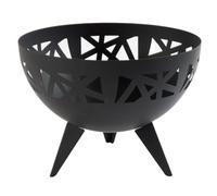 Brasero design 58 cm en acier - Brasero moderne pour jardin et terrasse - Motif géométrique 3D - Noir mat - Cheminée de jardin d'extérieur robuste pour bois et charbon de bois