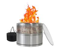 Brasero d'extérieur en acier inoxydable - Sans fumée - Avec compartiment à cendres et fonction barbecue - Panier à feu portable pour jardin, terrasse, camping et barbecue - 50 x 50 x 40 cm