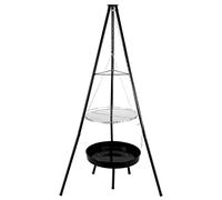 Brasero d'extérieur trépied de cuisson avec grille suspendue, chaîne réglable pour barbecue, camping et pique-nique