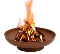 Brasero en acier de 57 cm de diamètre, foyer rustique pour jardin et terrasse, source de chaleur décorative avec grand bol pour feu à bois et grille de barbecue
