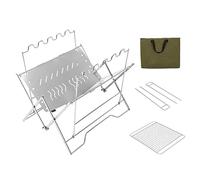 Brasero en acier inoxydable avec grille, 36 x 30 x 31,5 cm, capacité de 25 kg, comprend des supports de casseroles et un sac de rangement, qualité alimentaire