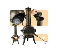 Brasero en fonte avec grille anti-étincelles gris
