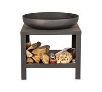 - Braséro en métal avec range bois 60 cm noir