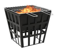 Brasero et barbecue 2 en 1 en acier 34 x 34 x 48 cm avec grille pour jardin, terrasse, utilisation en extérieur, source de chaleur efficace et barbecue à charbon de bois polyvalent pour des soirées