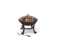 VOUNOT Brasero de Jardin Extérieur Ø55cm avec Tisonnier et Couvercle Brasero de Jardin Chauffage à Charbon de Bois Foyer pour Terrasse Patio Cour