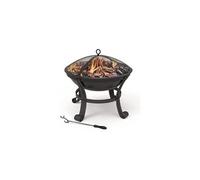 VOUNOT Brasero de Jardin Extérieur Ø55cm avec Tisonnier et Couvercle Brasero de Jardin Chauffage à Charbon de Bois Foyer pour Terrasse Patio Cour