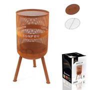 Brasero Exterieur - BonFeu BonVes - Brasero Barbecue avec Grill - Barbecue Plancha - Brasero pour Jardin (Rouille, Ø 45 cm)