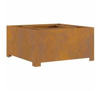 Brasero extérieur carré - vidaXL - 80x80x40 cm - Marron - Acier résistant aux intempéries - Portable