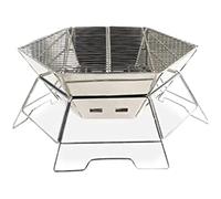Brasero Exterieur Incinérateur à Bois en Acier Inoxydable, poêle de Camping Plein air, Barbecue Table Hexagonal Pliable et Portable