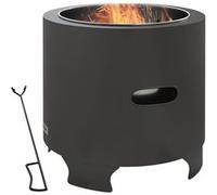 Brasero Outsunny sans fumée foyer à bois extérieur rond portable en métal avec tisonnier - diamètre 45 cm - noir