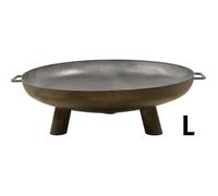 Brasero - FANCY FLAMES - 3 larges pieds - Acier Noir - 25,30 cm de hauteur - 89,70 cm de longueur