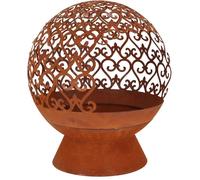 Brasero - FANCY FLAMES - Arabesque - Métal rouillé - Diamètre 50 cm - Hauteur 57,5 cm