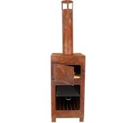 Brasero - FANCY FLAMES - Cheminée d'extérieur - Four à pizza intégré - Métal - Rouillé