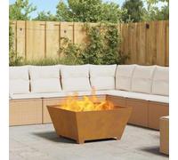 Brasero Firepit - En acier - Marron - 80 x 80 x 40 cm - Pour jardin, camping, balcon et terrasse - Facile à utiliser