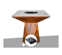 Brasero g1 corten plaque de cuisson acier inoxydable alimentaire + housse de pro