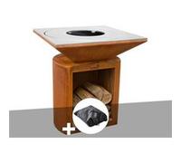 Brasero g2 corten plaque acier carbone + housse de protection - artiss