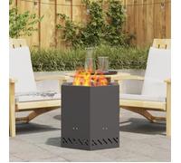 vidaXL Brasero hexagonal en acier enduit de poudre 48x48x51 cm sans fumée noir