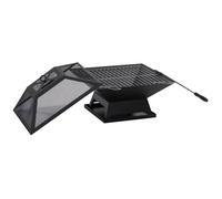 Brasero jardin acier noir 45x45x34cm - Grille cuisson & pare-étincelles inclus - Résiste aux intempéries - Idéal barbecue