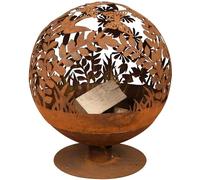 Brasero métal globe feuille aspect rouillé, pour les soirées d’ambiance Ø 58 cm