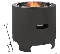 Outsunny Brasero sans fumée Foyer à Bois extérieur Rond Portable en métal avec Pot intérieur en Acier Inoxydable tisonnier poignées rainurées - diamètre 45 cm - Noir