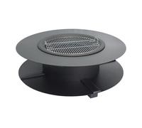 Brasero plancha grill avec range-bûches - L120 x l120 x H40 cm - BARCENA