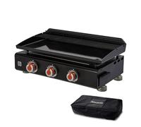 BRASERO - Plancha Silvia II G 3 Feux Brasero - Plaque Fonte émaillée 67 x 34 cm, Fabriquée en France - 3 brûleurs - Grille de réchauffement + Housse offerte - Jusqu'à 10 convives