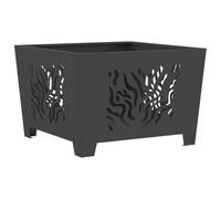Brasero pour jardin et terrasse - 60 x 60 cm - Brasero carré en acier robuste - Barbecue à feu résistant à la chaleur pour l'extérieur - Noir