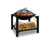 Braséro rond 55cm - avec grille et tisonnier - barbecue chauffage extérieur