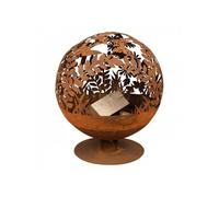 Brasero rond avec fleurs - D 57 x H 66 cm - Effet rouille