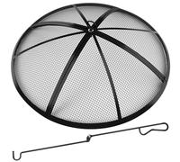 Brasero rond de 61 cm - Pare-étincelles d'extérieur pliable et robuste avec poignée et filet de tisonnier - Couvercle en maille à ouverture facile pour extérieur, terrasse, jardin