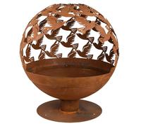 Brasero Rond Découpe Oiseaux Marron