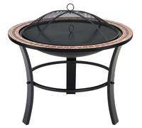 Brasero rond Fuoco Ø 76 cm acier laqué pierres mosaïque accessoires couvercle jardin terrasse feu bois charbon briquette barbecue