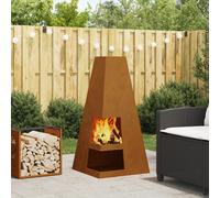 Brasero Vidaxl Avec Rangement À Bûches 50x50x100 Cm En Acier Weathering