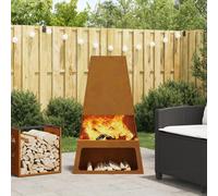 Brasero Vidaxl Avec Rangement Pour Bûches 60x35x100 Cm En Acier Weathering